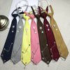 A collection of fashionable chain star ties in various colors including navy, gray, yellow, pink, and olive green.