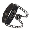 Ensemble de bracelets en cuir noir avec chaîne et pendentif en forme de cœur