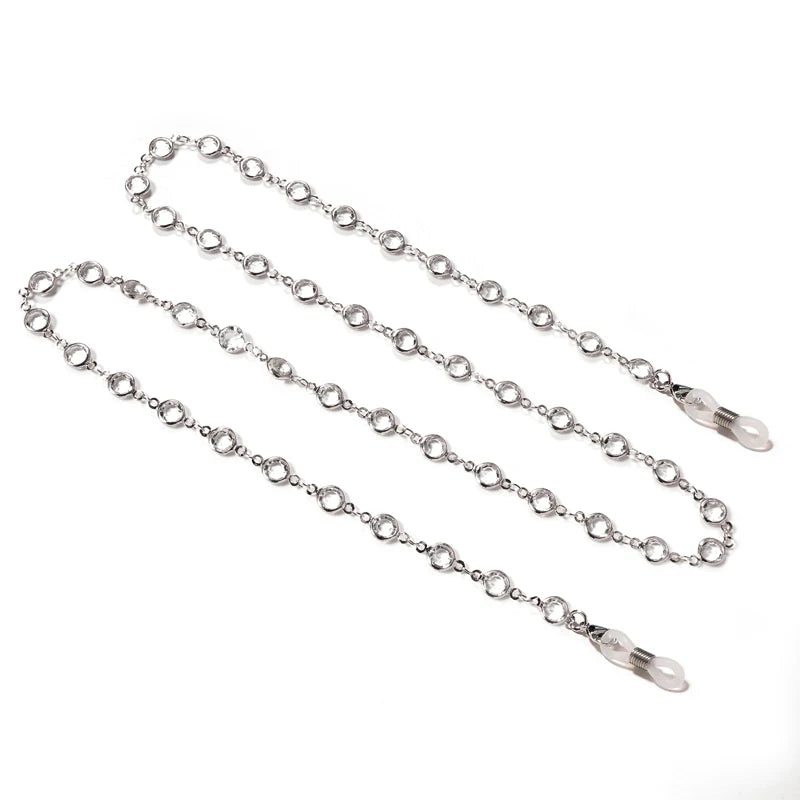 Silver pearl gemstone lanyard chain for sunglasses
