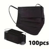 A pack of 100 black disposable face masks for adult protection