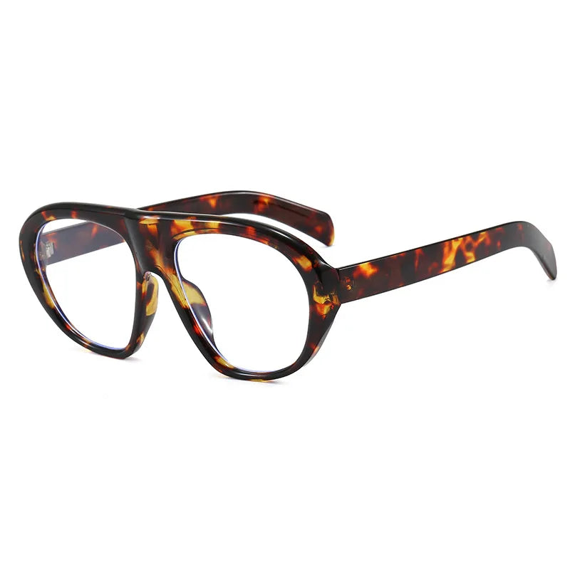 Vintage gradient leopard print sunglasses with dark brown frames and tinted lenses