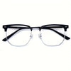 Retro half gold frame anti blue light eyewear with black arms and clear lenses