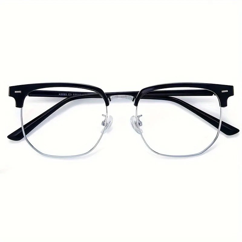 Retro half gold frame anti blue light eyewear with black arms and clear lenses