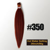 A bundle of reddish-brown pre-stretched Kanekalon braiding hair extensions labeled #350, ready for use.