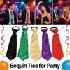 A collection of men and women wearing sequin ties for parties and events.