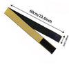 A black and gold adjustable lace headband measuring 60cm long.