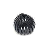 A cluster of black, glossy hair clips shaped like horsetails.