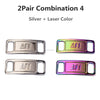 A set of two silver and laser color AF1 diamond shoe charms and laces for a pair combination.