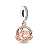 Rose gold cherry blossom charm pendant with a round bail and heart design