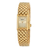 Montre quartz femme plaquée or avec bracelet métallique texturé et cadran carré.