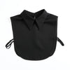Black blouse with a fashionable false collar neckline and detachable neck.
