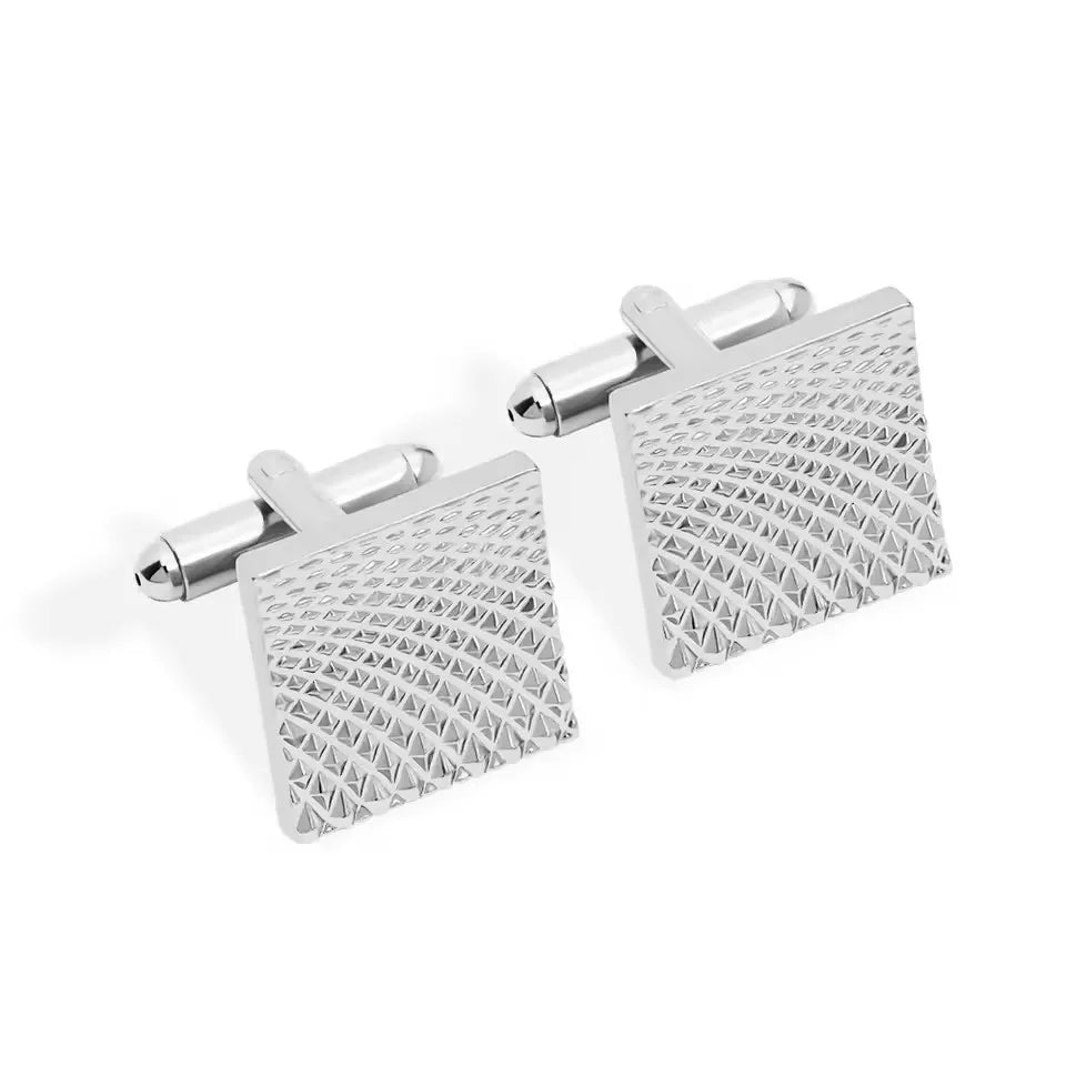 Pince-cuffs masculins carrés rayés argentés à conception à charnière