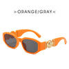 Orange und grau Vintage Luxus-Square-Sonnenbrille mit Goldakzenten