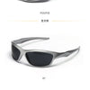 Silbergerahmte Sonnenbrille mit schwarzen Linsen, gezeigt aus Front- und Seitenansicht.