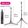 Black alloy style mannequin wig stand with adjustable height and tripod base