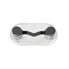 Clear plastic magnetic clip designed to hold eyeglasses.