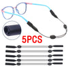 Five adjustable silicone eyewear straps for glasses and sunglasses