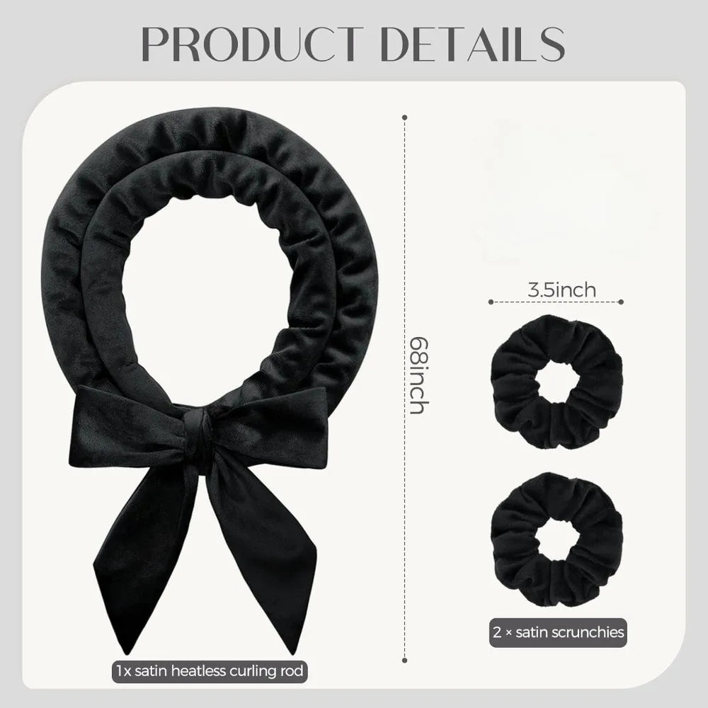 Scrunchies en satin noir pour fer à boucler