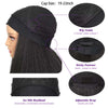 Black straight synthetic wig headband with adjustable strap and sticky fastener