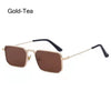 Gold-tea retro vintage metal frame sunglasses with brown lenses