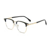 Eine schwarze und goldene Anti-Blaulicht-Lesebrille mit dünnem Rahmen.