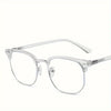 Clear acetate eyeglasses with a retro half gold frame design