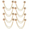 A set of multi-function magnetic clothing clips in gold-toned metal, displayed against a white background.