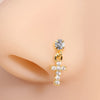 Anneau nasal en acier inoxydable en forme de L, de couleur or, avec un diamant rond et un motif croix.