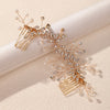 Elegant silver leafed crystal hair comb with delicate pearl accents