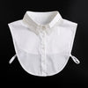 White blouse with a detachable lace false collar neckline and buttons