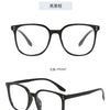 A pair of black, square-shaped anti-blue light eyeglasses shown from the front and side angles.