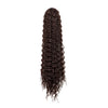 A long, dark brown water wave curly drawstring ponytail hair extension.
