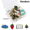 A clear container holds a set of cute random fashion pins and badges.