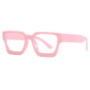 Montura de gafas cuadrada rosa vintage con lentes transparentes