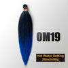 A dark blue pre-stretched Kanekalon braiding hair extension with a decorative top.