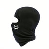 Balaclava de malla negra transpirable con diseño de calavera y sangre goteando