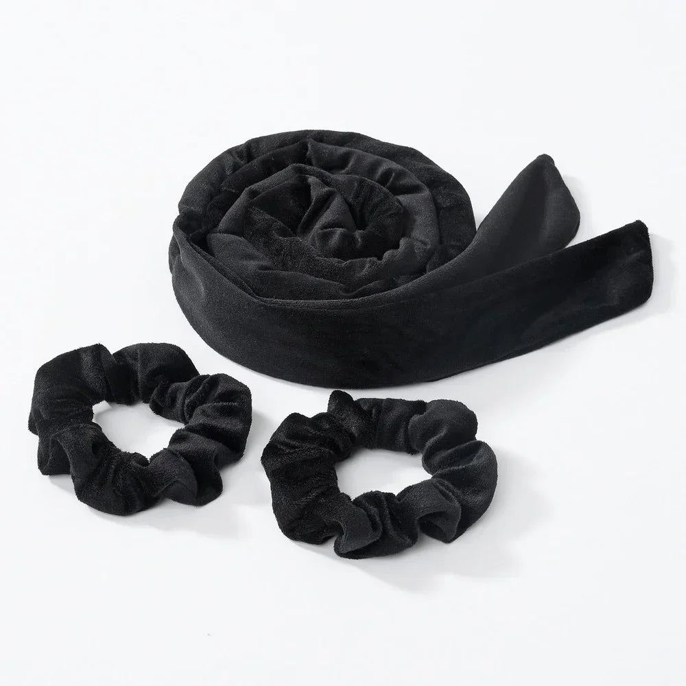 Chignon de fer sans chaleur pour cheveux, bandeau et élastique pour cheveux noirs séparés