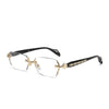 Vintage Y2K frameless glasses with gold accents and black frames