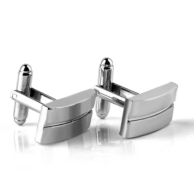 Pince-cuffs pour hommes argentés avec un classique motif rayé carré