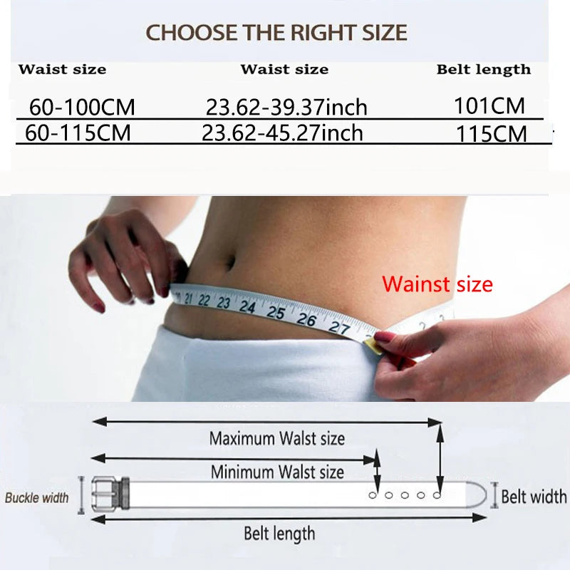 A diagram showing waist size measurements and belt length options for a vintage western denim belt.