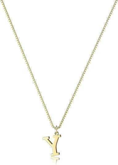 A delicate gold plated necklace featuring a cursive letter Y.
