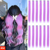 Long purple and pink straight hair extensions displayed in various lengths and shades