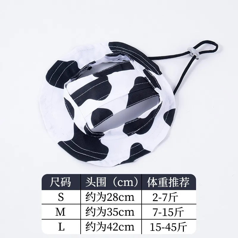 Ensemble de chapeaux ajustables pour animaux de compagnie (chiens et chats) en tailles S, M et L avec leurs gammes de prix.