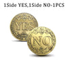 Two vintage antique bronze decision coins, one marked YES and the other NO.