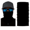 A black tactical full face balaclava worn by a person, featuring dark sunglasses.