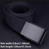 Black canvas tactical waist belt rolled and displayed with dimensions listed.