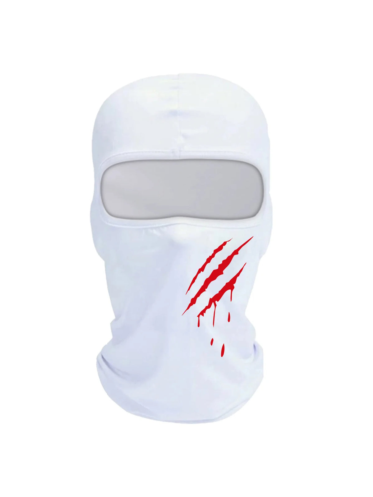 Balaclava de malla blanca transpirable con gráfico rojo goteando