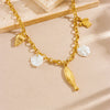 Gold-toned stainless steel starfish heart pendant necklace with white pearl accents