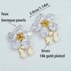 Gold plated brass baroque pearl button covers with a floral design and a measurement guide.