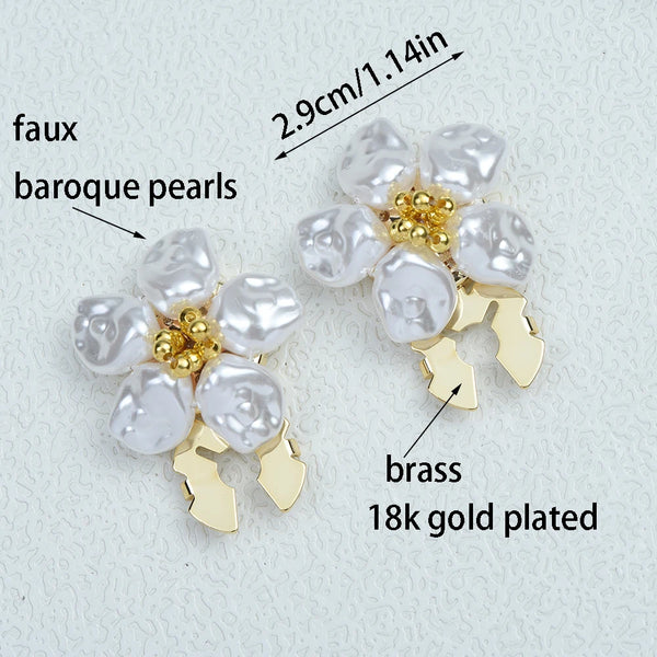 Gold plated brass baroque pearl button covers with a floral design and a measurement guide.